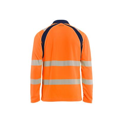 Blåkläder 3598 high vis UV polo lang ærme, hi-vis orange/marineblå