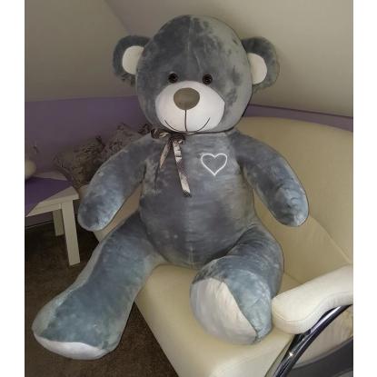 Bamse, bjørn med "I love you", grå, 190 cm