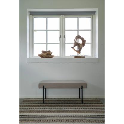 Bænk, stone med sorte ben, 100x36x42,5 cm
