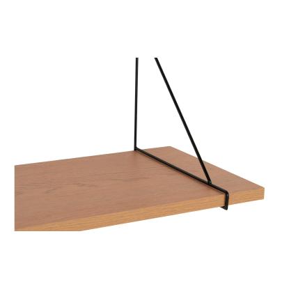 Væghylde, askefiner, sort metal stel, 80x29 cm