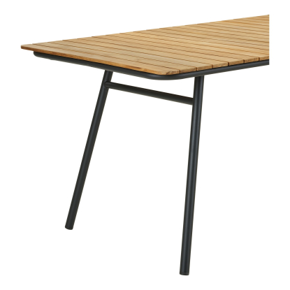 Cleveland havebord med sorte ben, teak, 90 x 220 cm