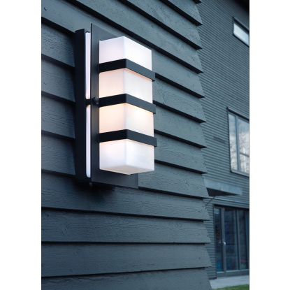Norlys Boden væglampe, E27, IP54, sort, frostet