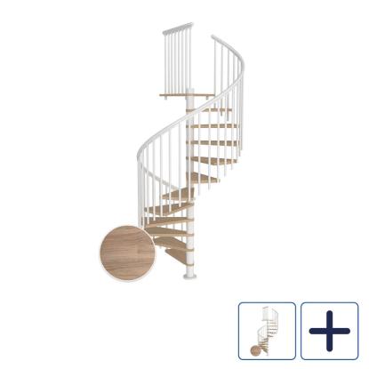 DOLLE Montreal CLASSIC 4 spindeltrappe, Ø160 cm, hvid/hvidolieret eg