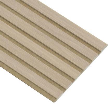 I-Wood Medio+ Original akustikpanel, hvid olieret, brun filt og lys kerne, egefiner, 16 x 300 mm