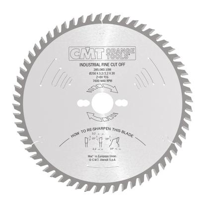 CMT rundsavsklingesæt til træ, Z40-60 W, Ø250 x 3,2 x 30 mm