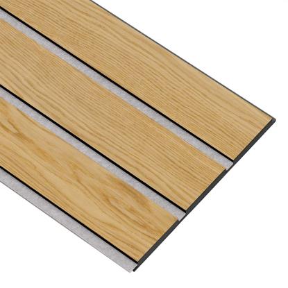 I-Wood Basic 3-lamel akustikpanel, klar olieret, grå filt og sort kerne, egefiner, 17 x 300 mm 