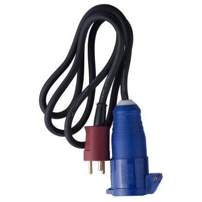 E-Line adapterkabel med CEE forlængerled og jord, slagfast stikprop, 3G1,5 mm² - 1,5 meter