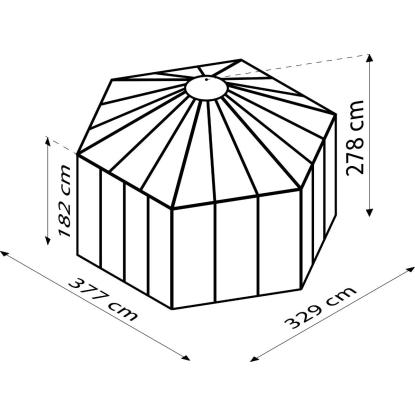 Vitavia Hera 2 9000 drivhus, sort, 9 m², 3 mm hærdet glas + 6 mm polytag