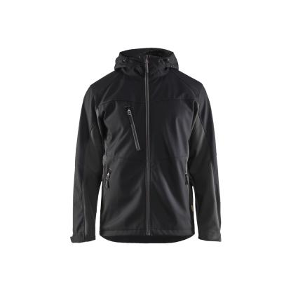 Blåkläder 4753 softshell jakke med hætte, sort/mørk grå
