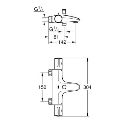 GROHE Grohtherm 800 kar-/brusearmatur, krom