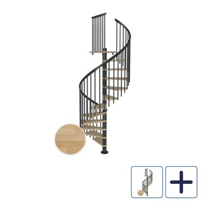 DOLLE Montreal CLASSIC 4 spindeltrappe, Ø140 cm, antracit/olieret bøg