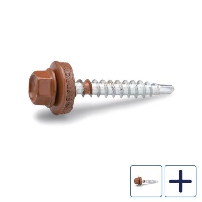 FAST farmerskrue med borespids, teglrød, 4,8 mm