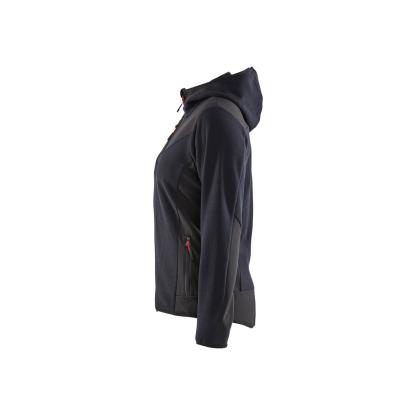 Blåkläder 5941 dame strikket jakke med softshell, mørk marineblå/sort