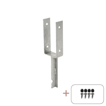 PLUS U-stolpefod til nedstøbning inkl. skruer, stål, 40 cm - til 9 x 9 cm stolper