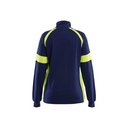 Blåkläder 3566 dame sweatshirt half zip, marineblå/hi-vis gul