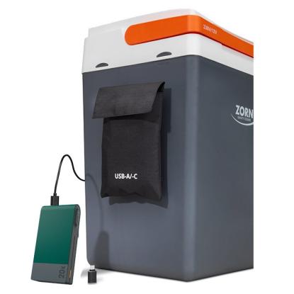 ZORN elektrisk køleboks, 12/230V, inklusiv powerbank, 30 liter
