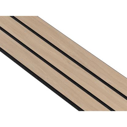 I-Wood Medio+ 3-lamel akustikpanel, ubehandlet natur, sort filt og sort kerne, egefiner, 17 x 300 mm