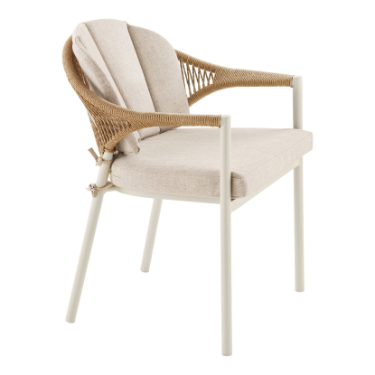 Abela havestol med hynde, aluminium/polyrattan, natur