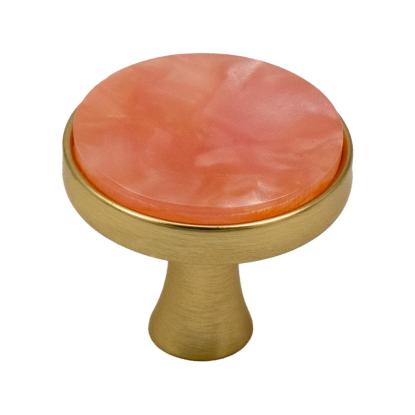 Jasa Company Madeira møbelknop med lyserød krystaltop, Ø33 mm, messing/pink