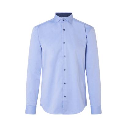 Seven Seas S370 Fine Twill Contrast skjorte, modern, lys blå