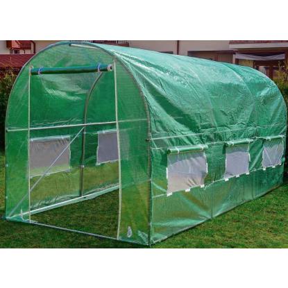 Drivhus med 6 myggenetvinduer, grøn, 4 x 2,5 x 2 meter - 10 m²
