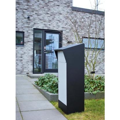 Allux Bjørn pakkepostkasse med Ruko lås, sort med aluminium front