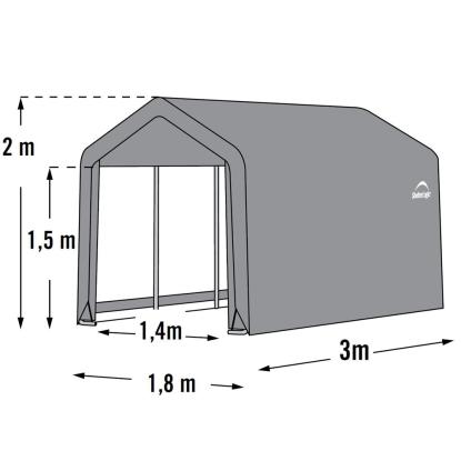 ShelterLogic Shed-in-a-Box teltgarage, grå - 5,4 m²