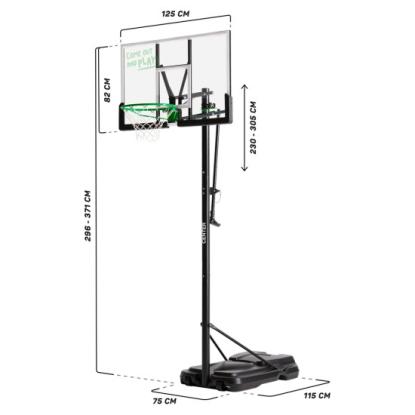 SALTA basketball stander center, 128 x 371 x 210 cm