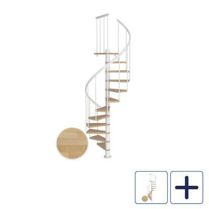 DOLLE Montreal CLASSIC 2 spindeltrappe, Ø120 cm, hvid/olieret bøg