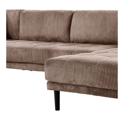 Lido højrevendt U-sofa med åben ende, brun