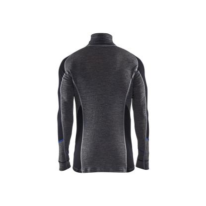 Blåkläder 4899 undertrøje merinould half zip warm, mellemgrå/sort