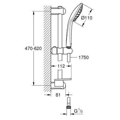 GROHE Euphoria Duo Eco brusesæt, Ø110 mm, 2-jet, krom