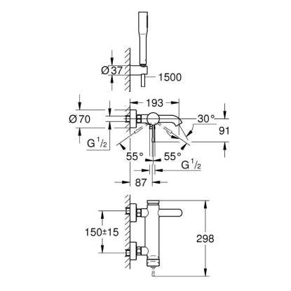 GROHE Essence New komplet 1-grebs armatur til kar og brus, krom