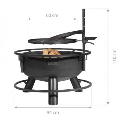 Cook King Bandito 80 multifunktionelt bålsted med 60 cm grillrist, stål, sort, Ø94 cm