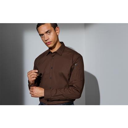 Seven Seas S66 Poplin skjorte med stretch, mocca