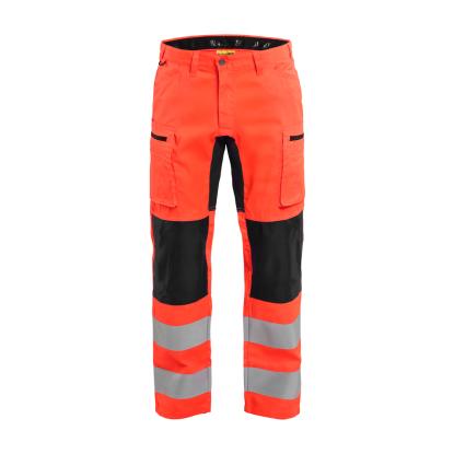 Blåkläder 1585 high vis buks med stretch, hi-vis rød/sort