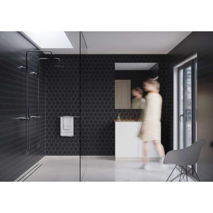 Fibo Colour vådrumspanel med hexagon fliselook, 10 x 600 x 2400 mm, black silk