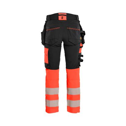 Blåkläder 7025 dame high vis buks 4-vejs stretch, sort/hi-vis rød