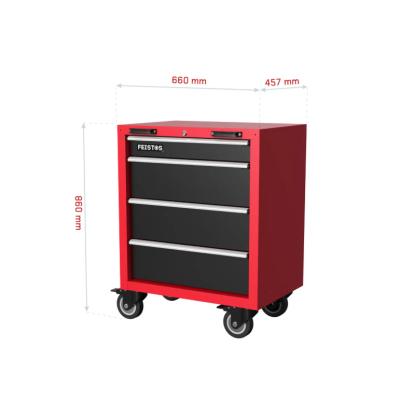 Feistos Julo værkstedsvogn, stål, sort/rød, 86 x 46 x 66 cm