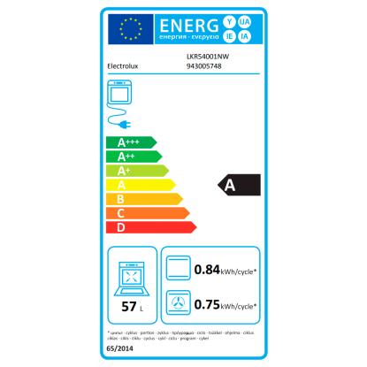 Electrolux LKR54001NW glaskeramisk komfur, 57 liter