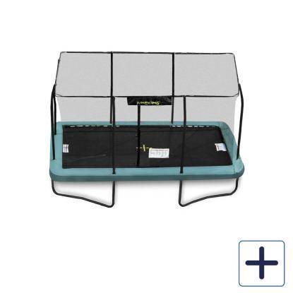 Jumpking rektangulær trampolin, komplet, sort/grøn