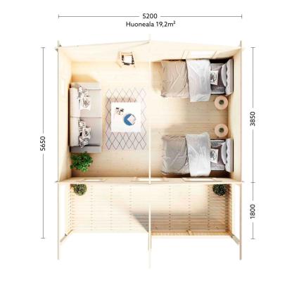 Luoman Lillevilla Orivesi havehus med dobbeltdør og to vinduer - 20 m²