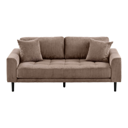Lido 2,5 personers sofa med to puder, fløjl, brun