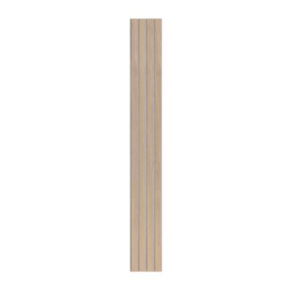 I-Wood Medio+ 4-lamel akustikpanel, ubehandlet natur, grå filt og lys kerne, egefiner, 16 x 300 mm