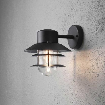 Konstsmide Modena væglampe down, IP44, Ø22 x 24 cm, sort