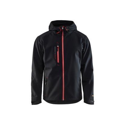 Blåkläder 4949 softshell jakke med hætte, sort/rød