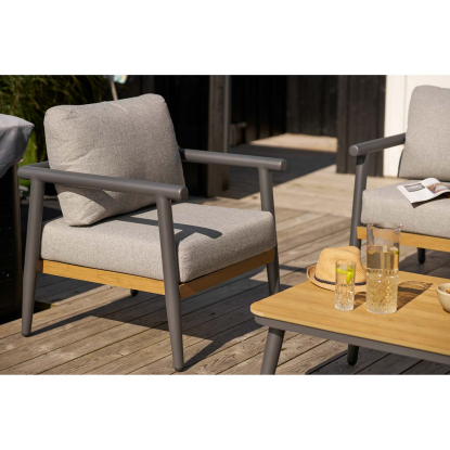 Comillas loungesæt med hynder, aluminium/nonwood, gråbeige