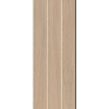I-Wood Basic 3-lamel akustikpanel, ubehandlet natur, beige filt og sort kerne, egefiner, 17 x 300 mm 