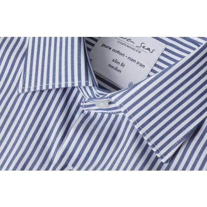 Seven Seas S90 Fine Twill Cadet skjorte, slim, navy
