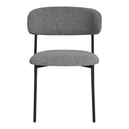 Mira spisebordsstol, bouclé og sorte ben, lysegrå